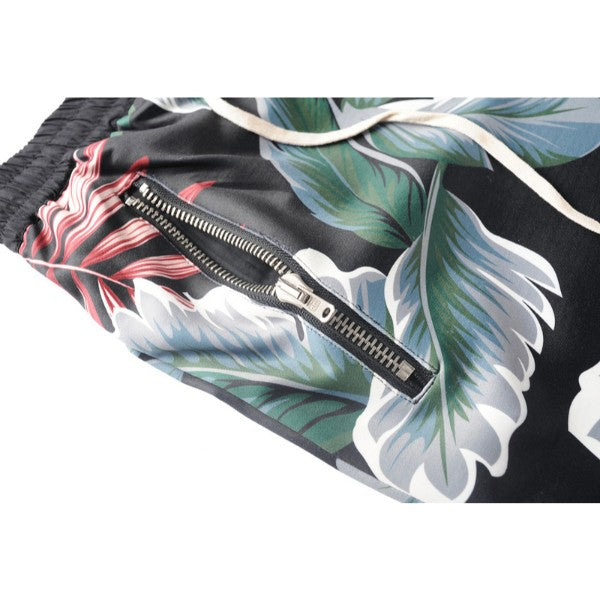 Floral Shorts - Black/Green/Beige