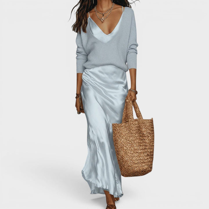 Oriane™ | Robe midi satinée élégante