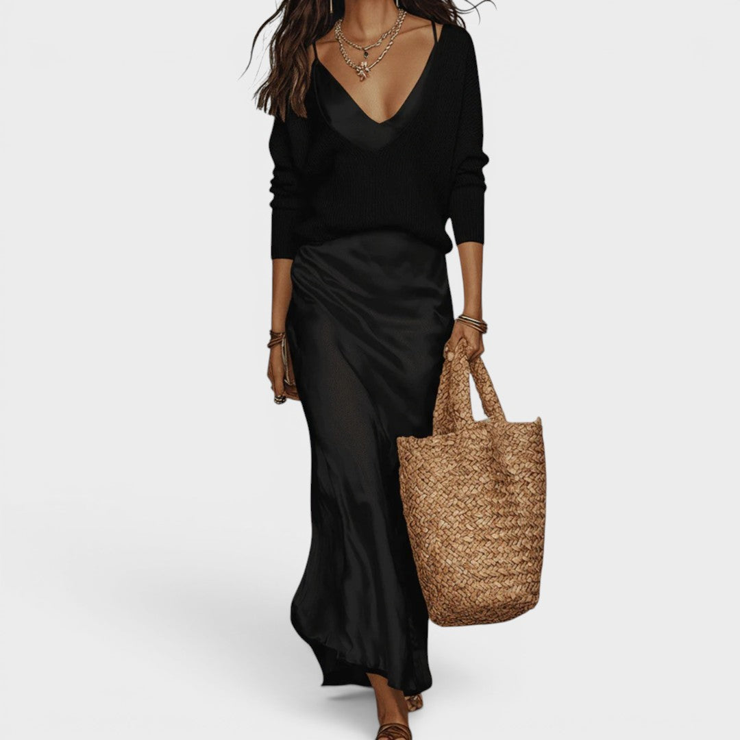 Oriane™ | Robe midi satinée élégante