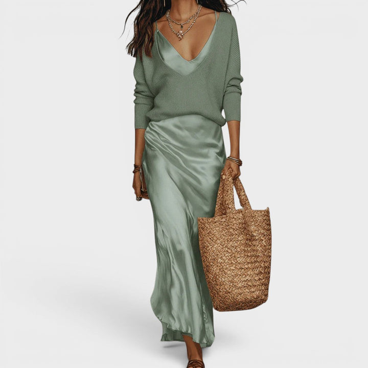 Oriane™ | Robe midi satinée élégante