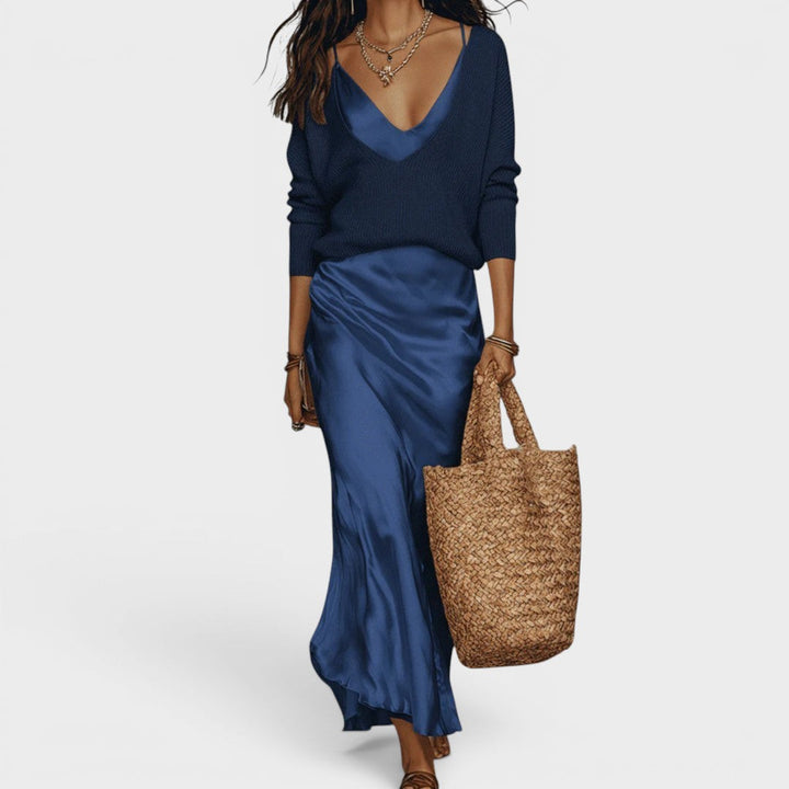 Oriane™ | Robe midi satinée élégante
