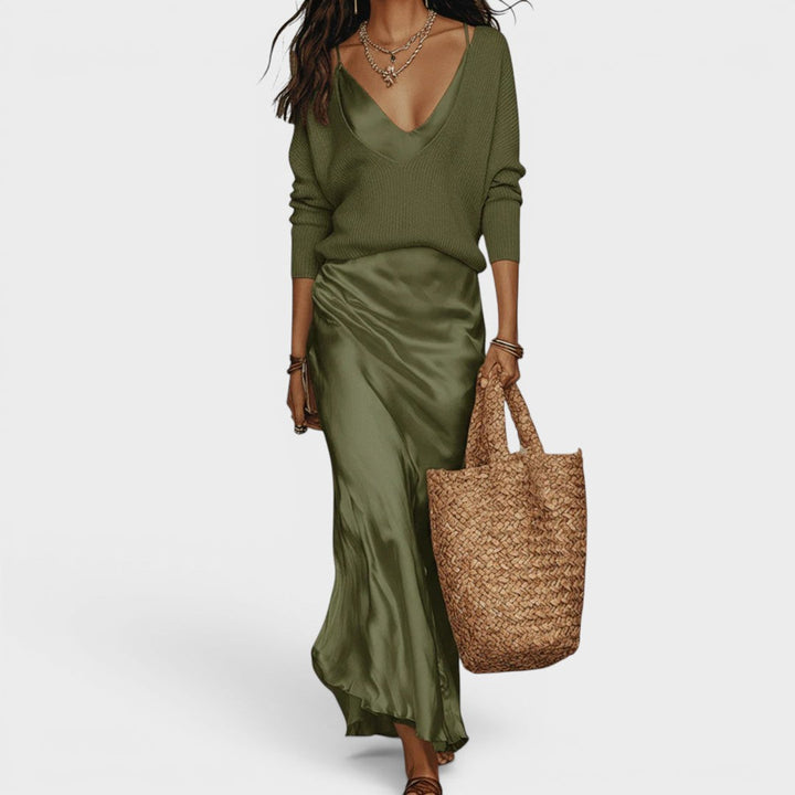Oriane™ | Robe midi satinée élégante