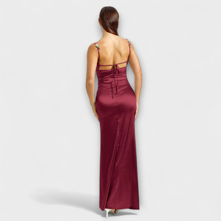Eira - Robe en satin ornée avec un lien au dos