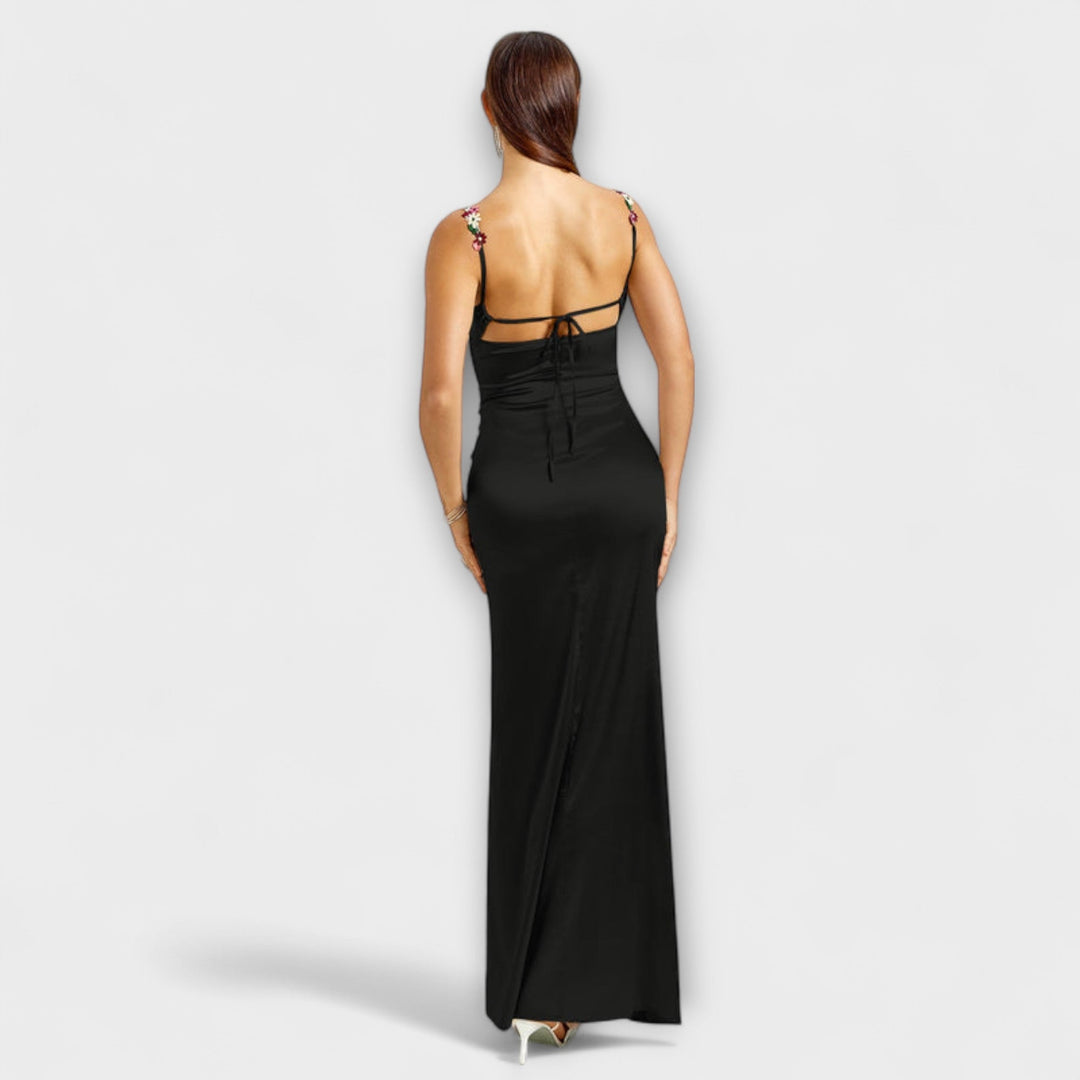 Eira - Robe en satin ornée avec un lien au dos
