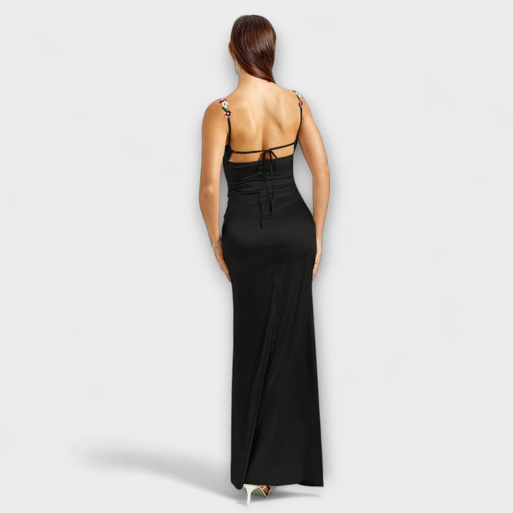 Eira - Robe en satin ornée avec un lien au dos