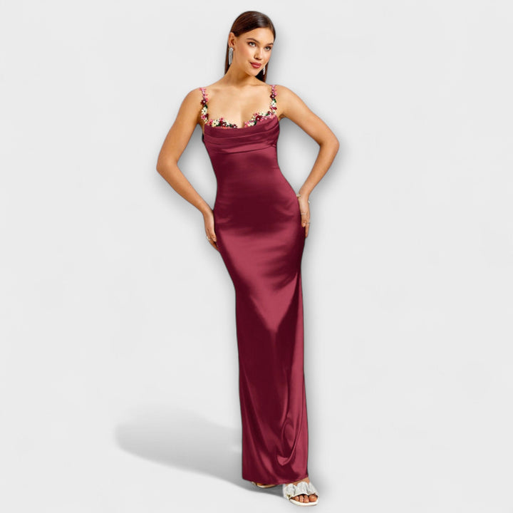 Eira - Robe en satin ornée avec un lien au dos