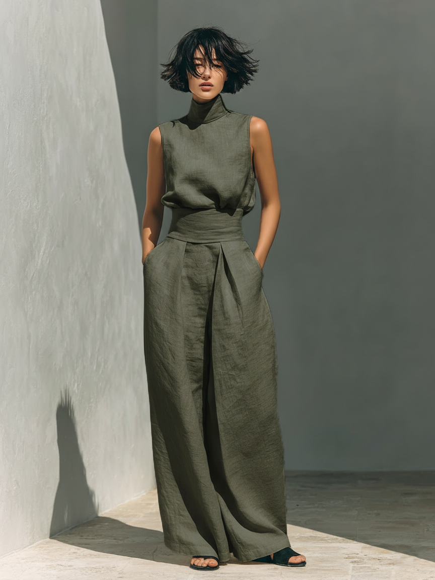 Mode Lumiére™  | ENSEMBLE PANTALON LARGE EN COTON POUR FEMME