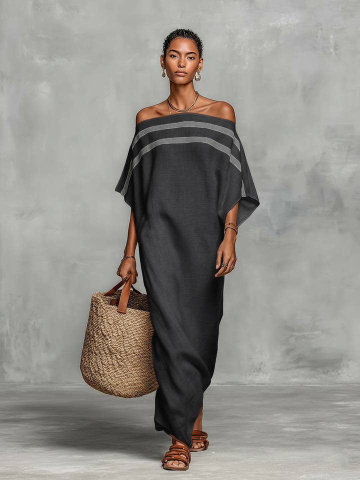 Sophie | Robe Maxi en Lin à Épaules Nues
