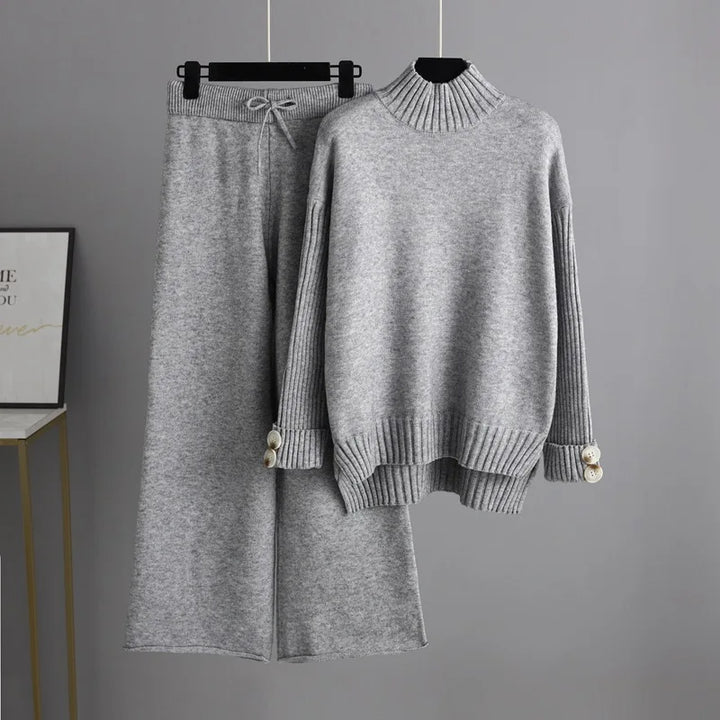 Optics-Ensemble pull et pantalon large pour femme, survêtement chaud, pantalon droit, olympiques, haut, vêtements d'hiver, 2 pièces, 2022