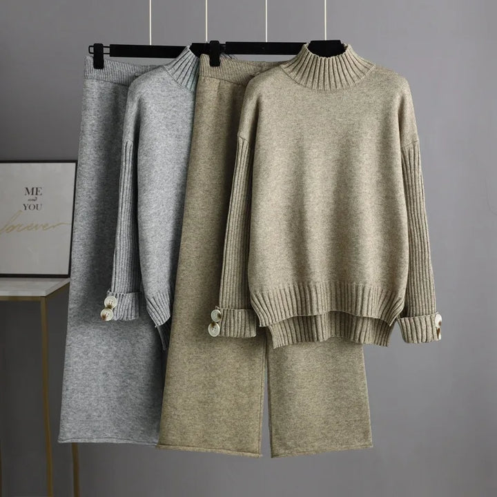 Optics-Ensemble pull et pantalon large pour femme, survêtement chaud, pantalon droit, olympiques, haut, vêtements d'hiver, 2 pièces, 2022