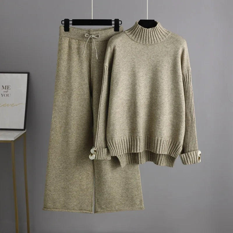 Optics-Ensemble pull et pantalon large pour femme, survêtement chaud, pantalon droit, olympiques, haut, vêtements d'hiver, 2 pièces, 2022