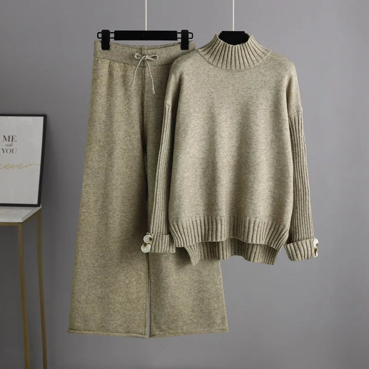 Optics-Ensemble pull et pantalon large pour femme, survêtement chaud, pantalon droit, olympiques, haut, vêtements d'hiver, 2 pièces, 2022