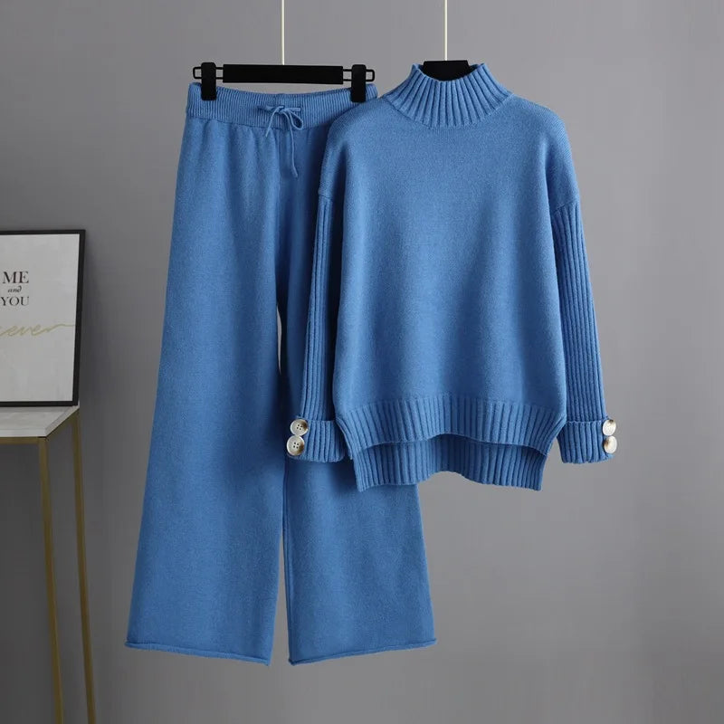 Optics-Ensemble pull et pantalon large pour femme, survêtement chaud, pantalon droit, olympiques, haut, vêtements d'hiver, 2 pièces, 2022