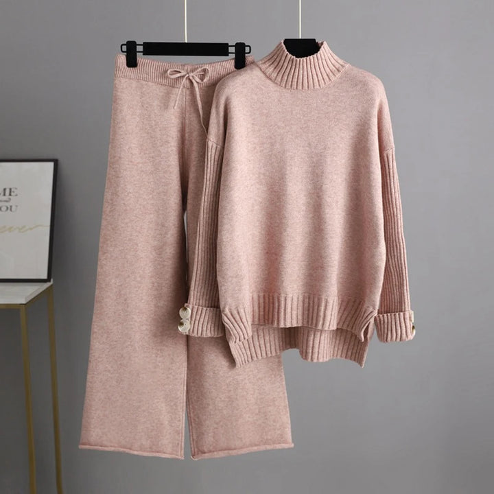 Optics-Ensemble pull et pantalon large pour femme, survêtement chaud, pantalon droit, olympiques, haut, vêtements d'hiver, 2 pièces, 2022
