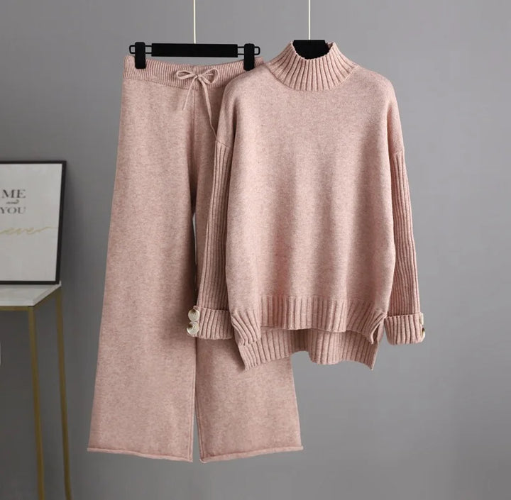 Optics-Ensemble pull et pantalon large pour femme, survêtement chaud, pantalon droit, olympiques, haut, vêtements d'hiver, 2 pièces, 2022