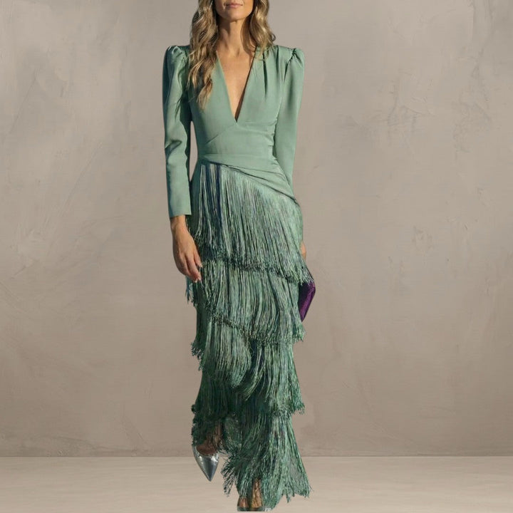 KLARA | ROBE ÉLÉGANTE AVEC MANCHES À FRANGES