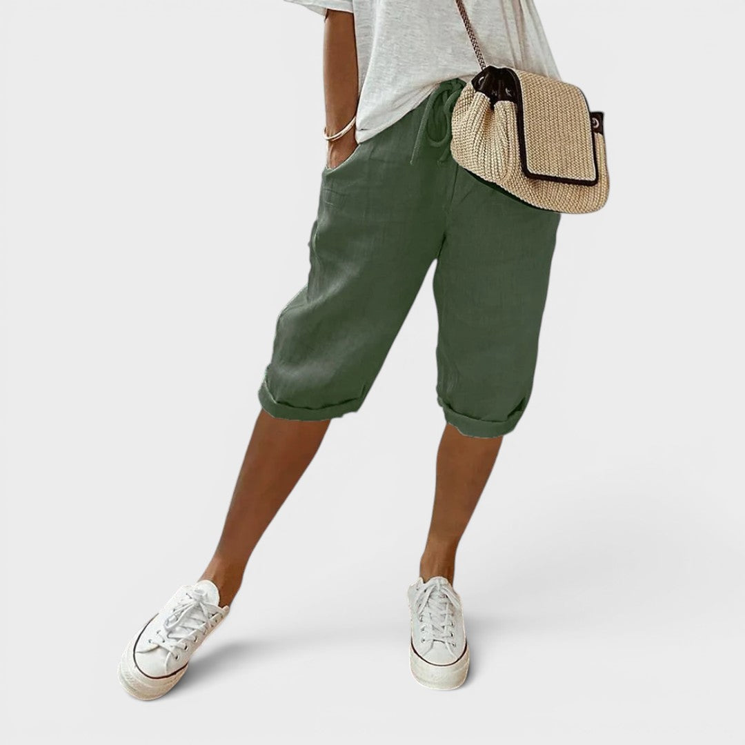 Céleste | Short en lin-coton léger