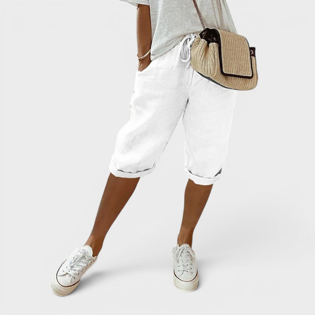 Céleste | Short en lin-coton léger