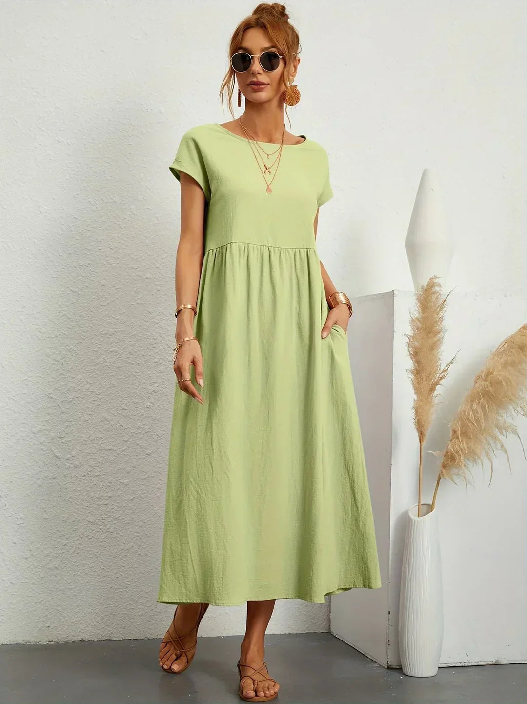 Mode Lumiére™ — Robe midi fluide élégance intemporelle