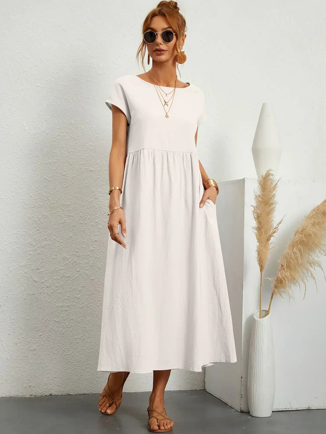 Mode Lumiére™ — Robe midi fluide élégance intemporelle