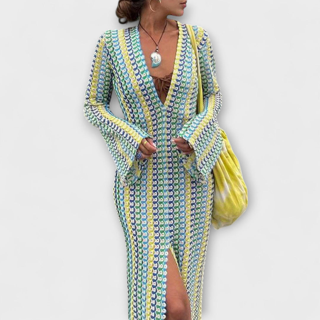 Elina – Robe maxi avec décolleté en V et style d'été