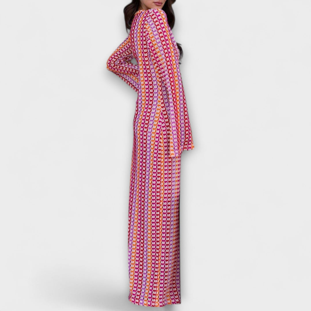 Elina – Robe maxi avec décolleté en V et style d'été