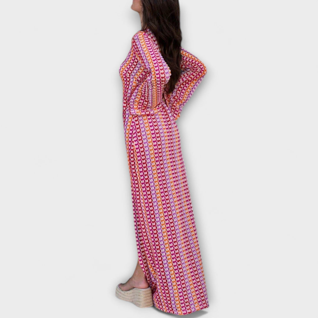 Elina – Robe maxi avec décolleté en V et style d'été