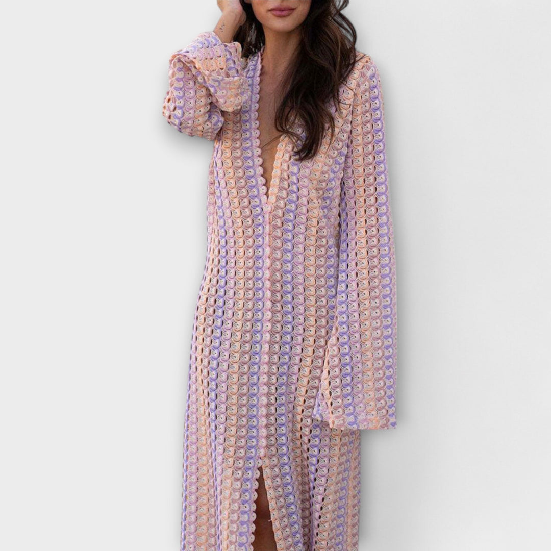 Elina – Robe maxi avec décolleté en V et style d'été