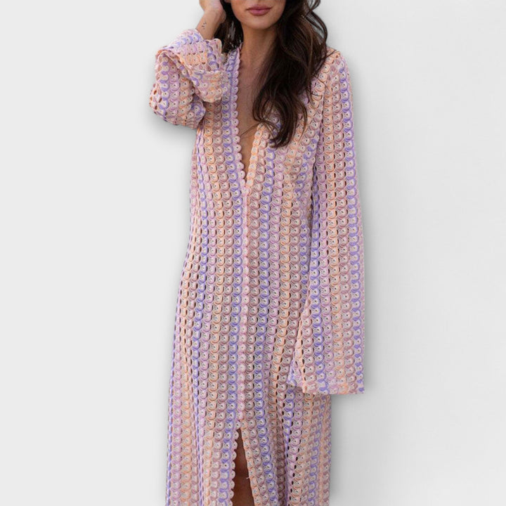 Elina – Robe maxi avec décolleté en V et style d'été