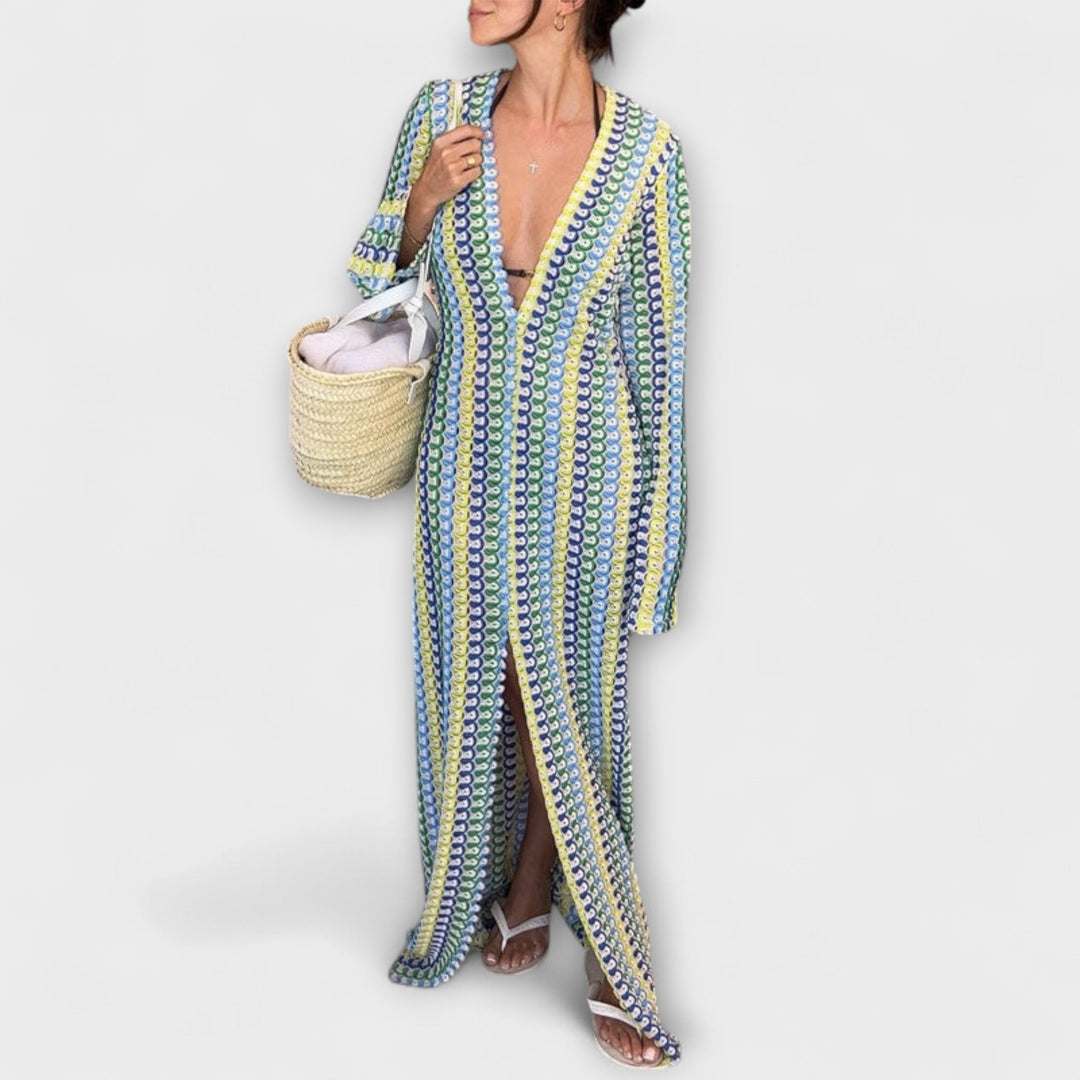 Elina – Robe maxi avec décolleté en V et style d'été