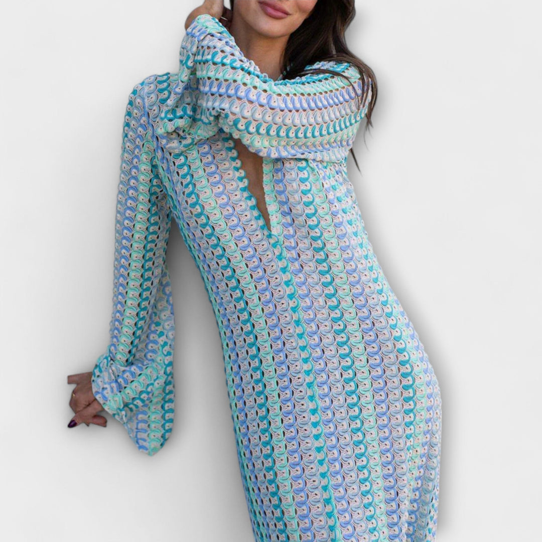Elina – Robe maxi avec décolleté en V et style d'été