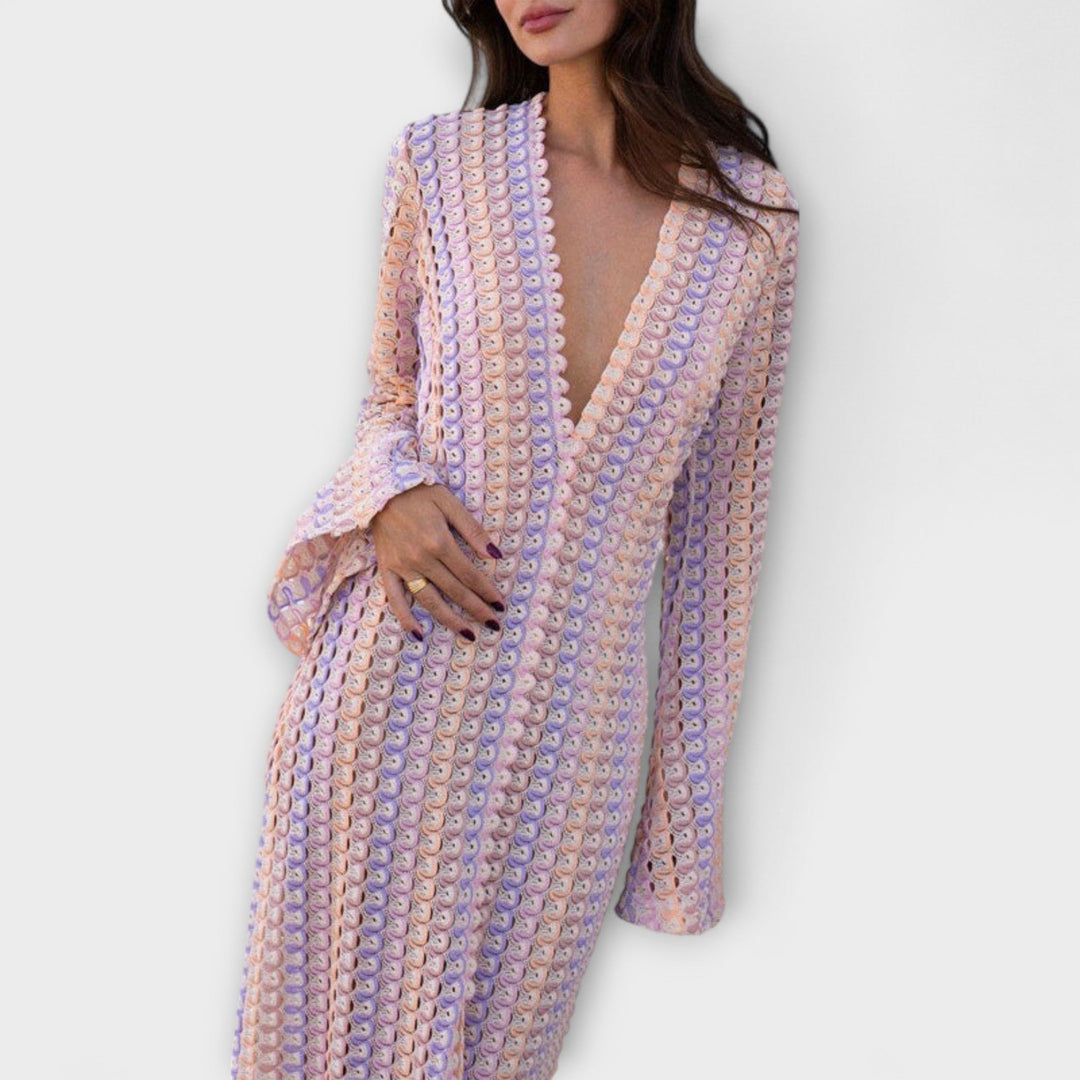 Elina – Robe maxi avec décolleté en V et style d'été