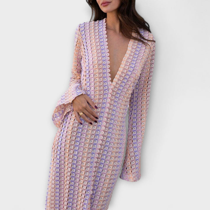 Elina – Robe maxi avec décolleté en V et style d'été