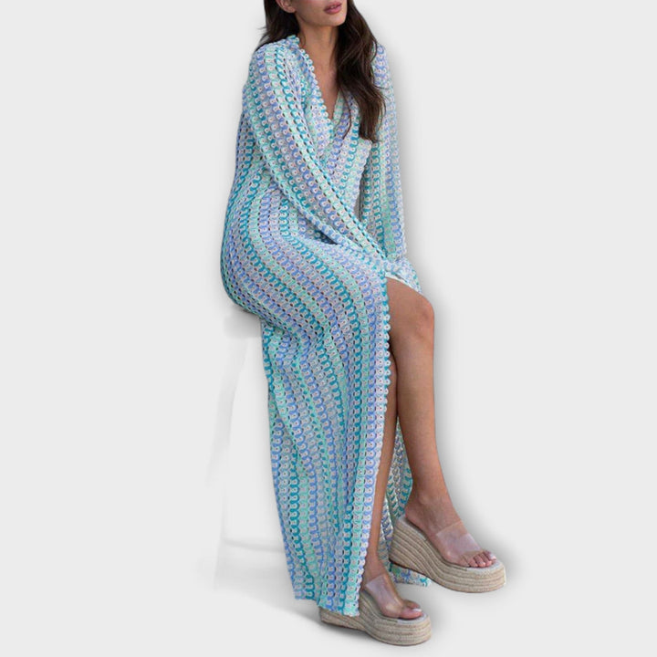 Elina – Robe maxi avec décolleté en V et style d'été