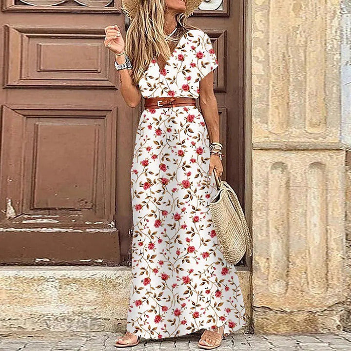 Mode Lumiére™ – Robe longue bohème fluide avec ceinture