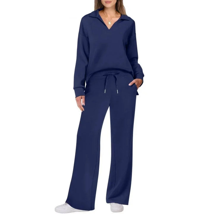 Ensemble pantalon de trajet en Fiber de Polyester pour femmes, décontracté, à la mode, manches longues, cordon de serrage, couleur unie, nouveau Style, printemps automne