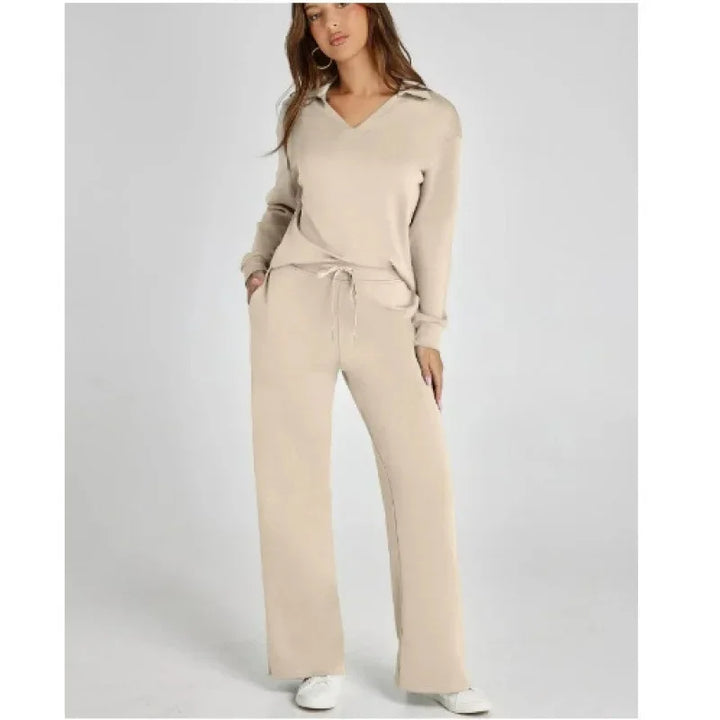 Ensemble pantalon de trajet en Fiber de Polyester pour femmes, décontracté, à la mode, manches longues, cordon de serrage, couleur unie, nouveau Style, printemps automne