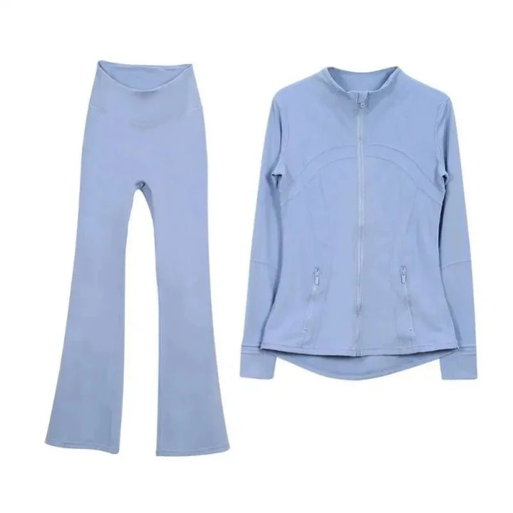 2025 L310 Tenue de yoga pour femme deux pièces pantalons longs évasés costumes