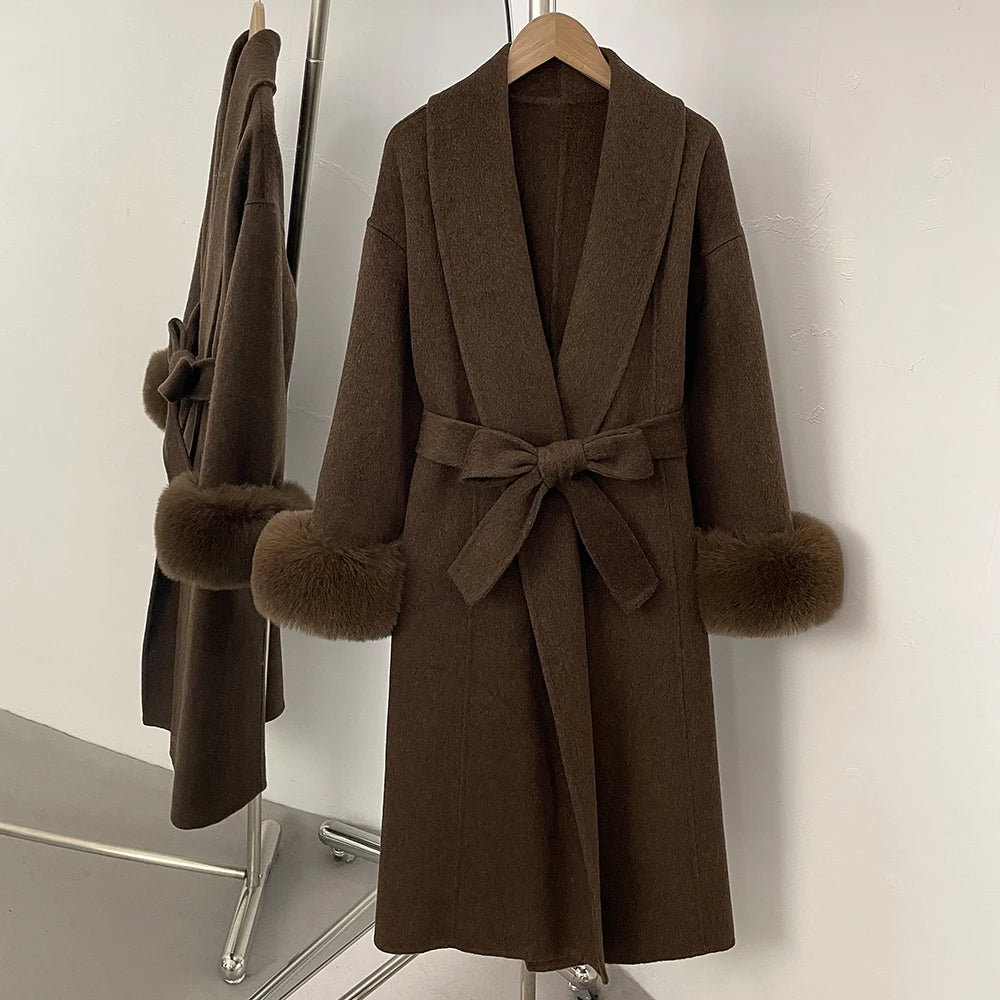 OFTBUY manteau en fausse fourrure pour femme manteau de fourrure longue avec manteau en laine et manteau de fourrure artificielle pour femmes vêtements populaires coréens pour femmes