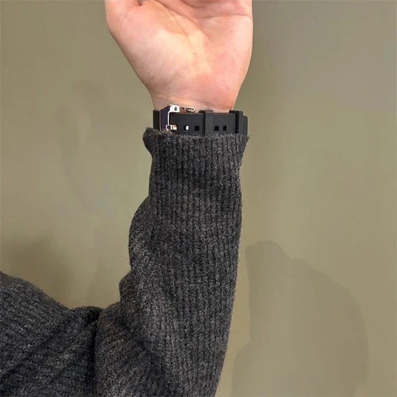 Hommes pull Polo mâle pull pull solide épaissir automne hiver grande taille 3XL 4XL corée japon mode vêtements hommes tricots