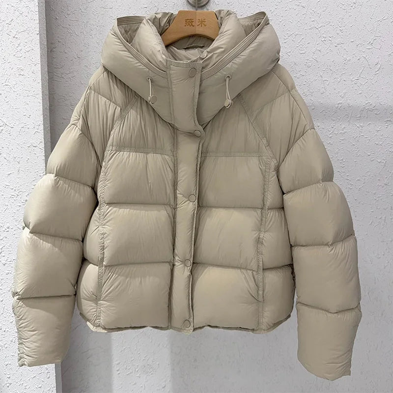 Mode femmes fausse fourrure à capuche vestes d'hiver 2025 chaud Patchwork fermeture éclair manches longues manteaux bouffant femme solide doudoune