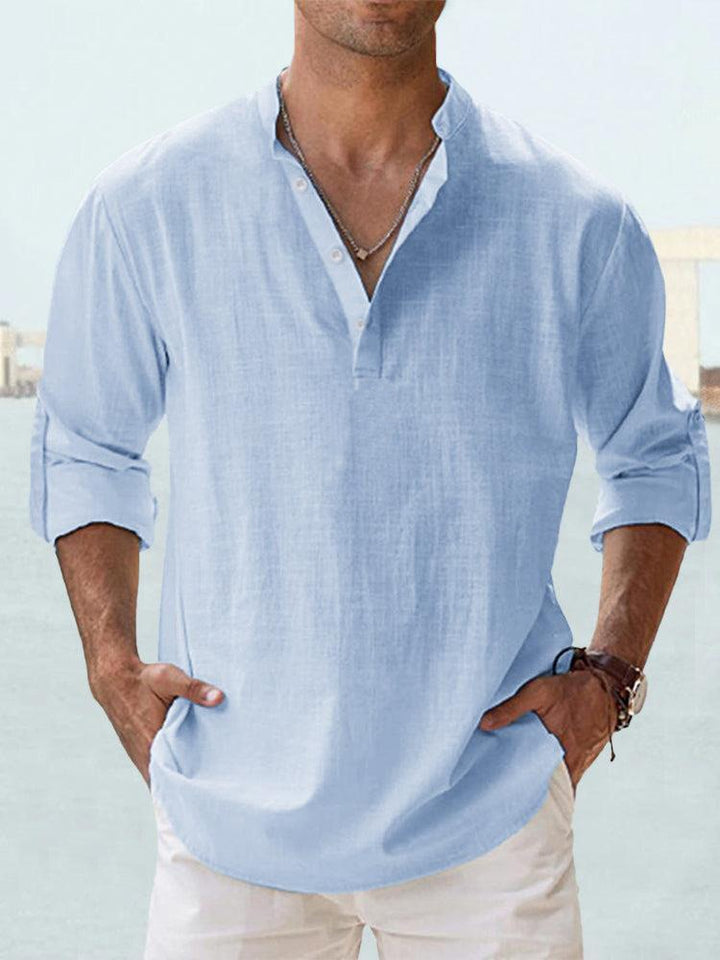 Mode Lumiere™ | Chemise Henley légère en lin pour homme