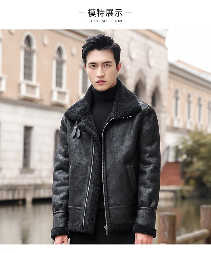 Veste en cuir  Homme Blouson Iconique Doublé – Élégance et Confort pour l’Hiver