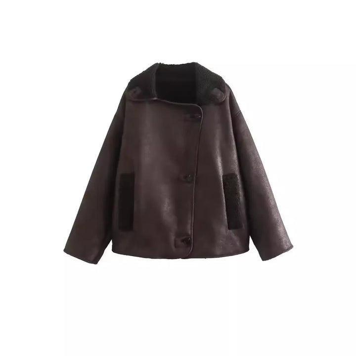 Veste en peluche synthétique pour femme, mélange de laine, manteau chaud, optique, automne, hiver, combinaison, demi-saison, 2024