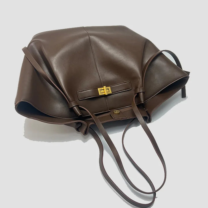 Sacs à main trapèze de grande capacité pour femmes, sacs à bandoulière de styliste avec serrure en métal, grand fourre-tout en cuir Pu de haute qualité pour les déplacements