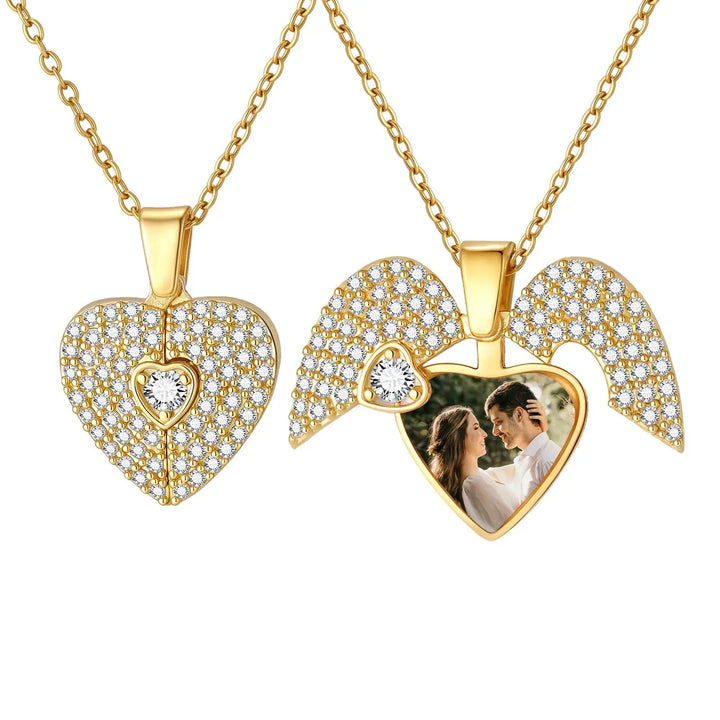 Collier Cœur Photo Personnalisé – Un Bijou Brillant Chargé d’Émotion Femmes