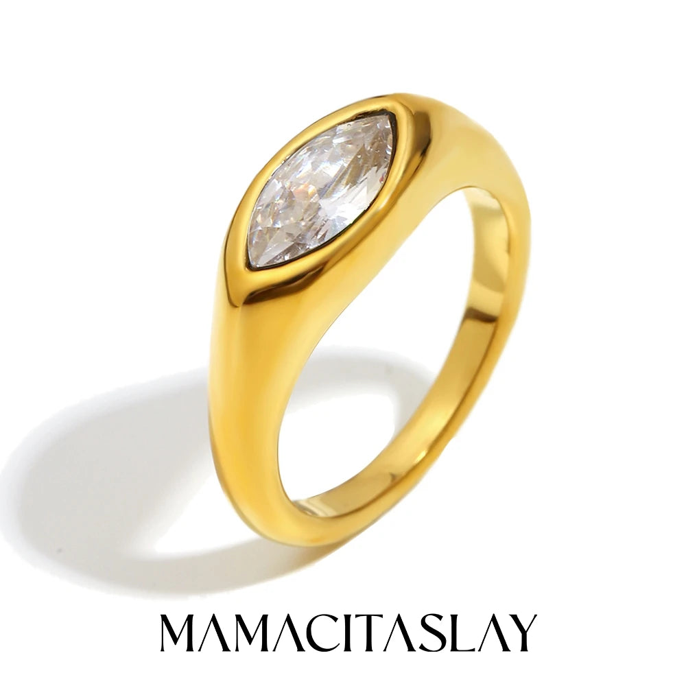 Bague Dorée Pierre Ovale – Élégance Colorée et Moderne Femme