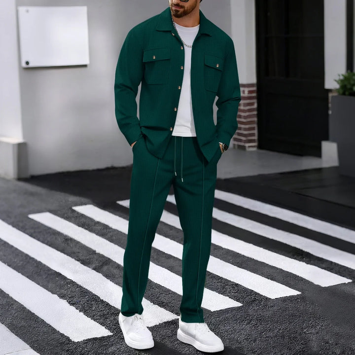 Costume décontracté pour hommes, Style de rue, couleur unie, ample, rembourré, manches longues, ensemble deux pièces, vêtements d'extérieur à la mode, printemps automne