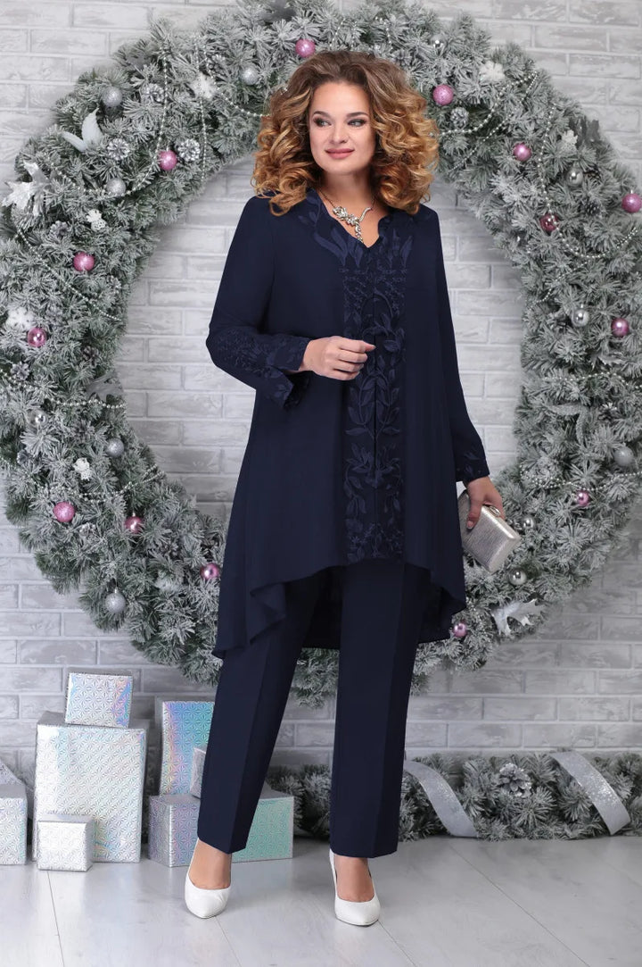 Ensemble Femme Plus-Size avec Détails Brodés Haut de Gamme