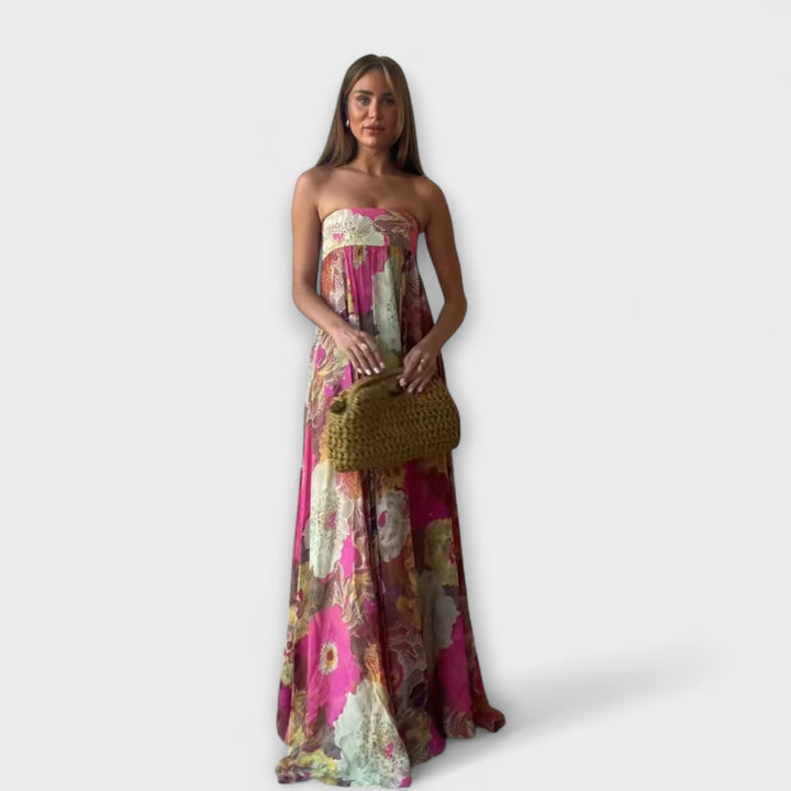 Mode Lumiére™ Robe Maxi Plissée Sans Manches Rétro